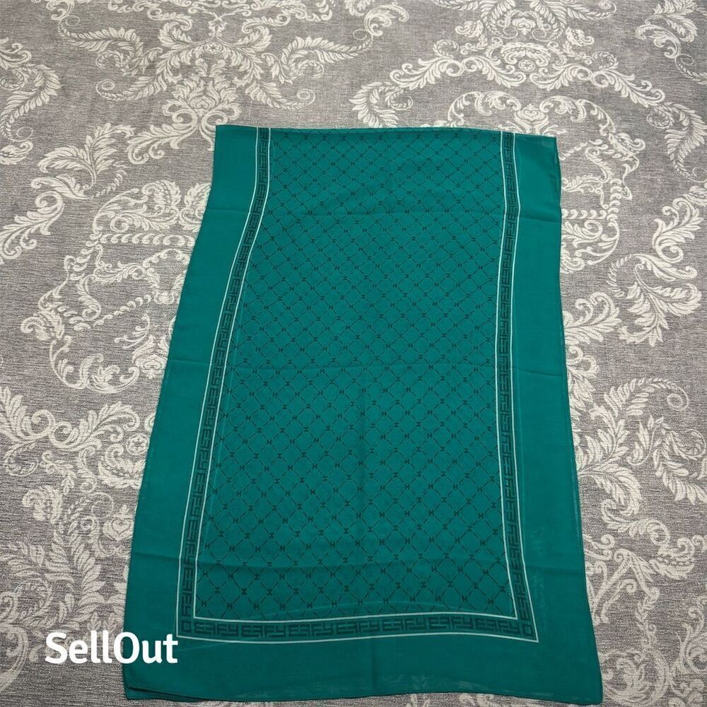 Effy Hematian Women's Sheer Geometric Scarf Blue-Green Signature Design